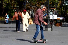 Skateboarder in Washington Square Park